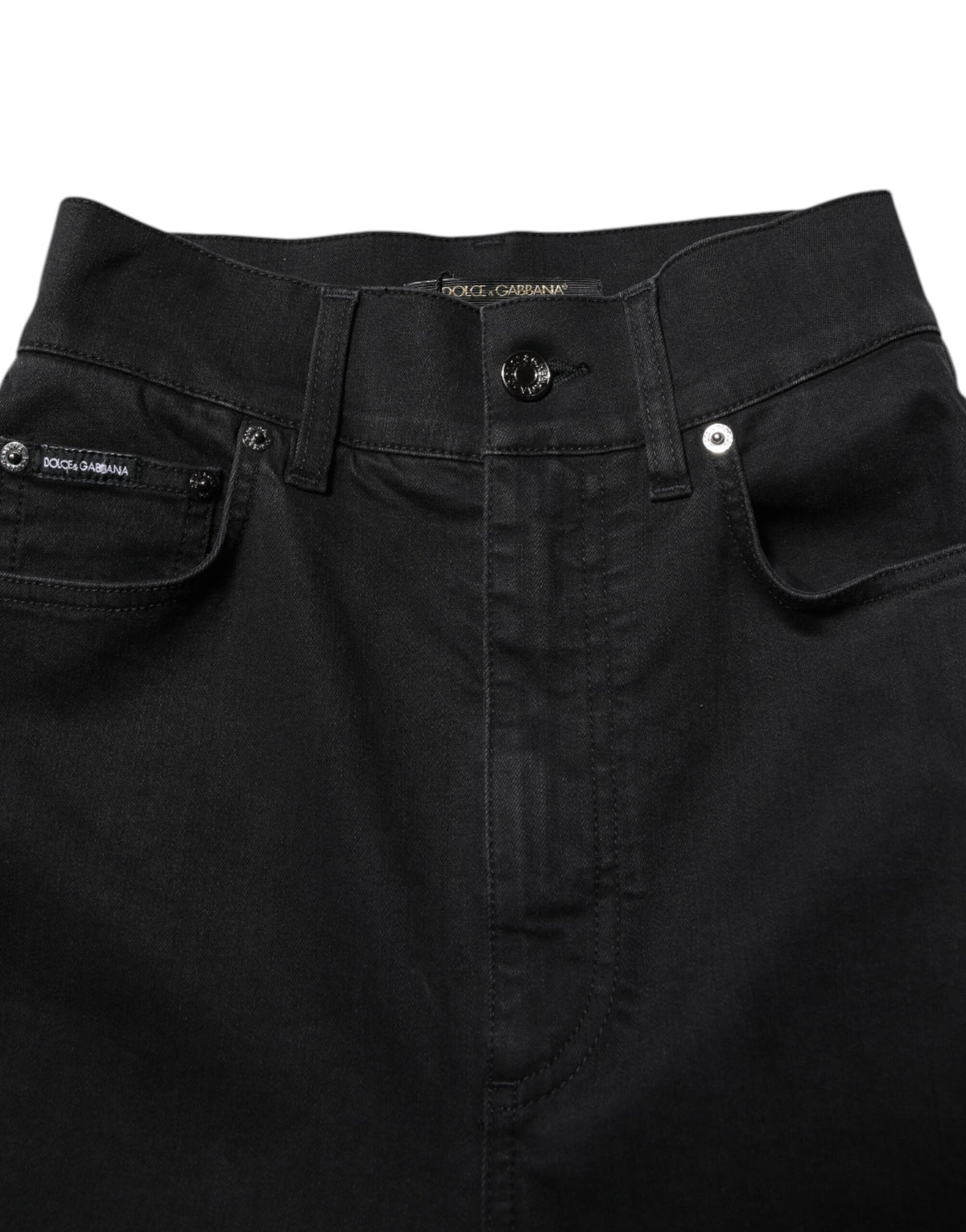 Black Cotton High Waist Skinny Denim Jeans