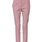 Pink Wool High Waist Tapered Pants