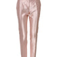 Pink Satin High Waist Tapered Pants