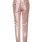 Pink Satin High Waist Tapered Pants