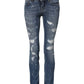 Blue PRETTY Tattered Skinny Denim Jeans