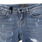 Blue PRETTY Tattered Skinny Denim Jeans