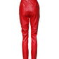 Red Viscose High Waist Tapered Trouser Pants