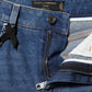 Blue Cotton High Waist Tapered Denim Jeans