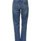 Blue Cotton High Waist Tapered Denim Jeans