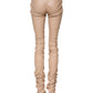 Beige Lace Details Mid Waist Skinny Pants