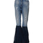 Blue Cotton High Waist Flared Denim Jeans