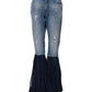 Blue Cotton High Waist Flared Denim Jeans