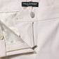 White Wool Mid Waist Tapered Trouser Pants