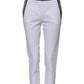 White Cotton Mid Waist Tapered Trouser Pants