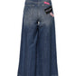Blue Cotton High Waist Wide Leg Denim Jeans