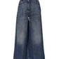 Blue Cotton High Waist Wide Leg Denim Jeans