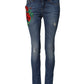 Blue Cotton Mid Waist Skinny Denim Jeans