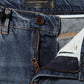 Blue Cotton Tattered Mid Waist Denim Jeans