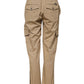 Beige Mid Waist Cargo Tapered Pants