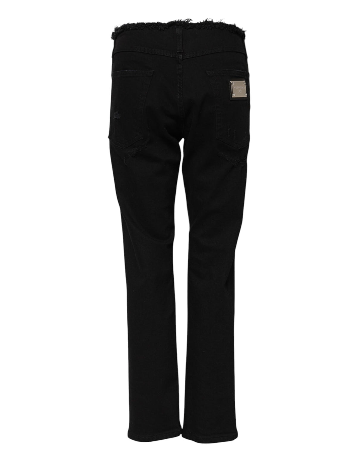 Black Cotton Mid Waist Flared Denim Jeans