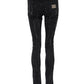 Black Cotton Tattered Skinny Denim Jeans