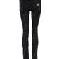 Black Cotton Tattered Skinny Denim Jeans