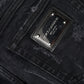 Black Cotton Tattered Skinny Denim Jeans