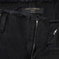 Black Cotton Tattered Mid Waist Denim Jeans