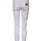 White Cotton Low Waist Skinny Denim Jeans