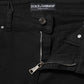 Black Cotton Logo Skinny Mid Waist Denim Jeans