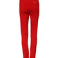 Red Mid Waist Slim Fit Pants