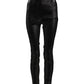 Black Cotton Stretch Lurex Thread Skinny Pants