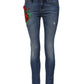 Blue Cotton Low Waist Skinny Denim Jeans
