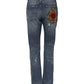 Blue Cotton Boyfriend Tattered Denim Jeans