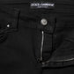 Black Cotton Skinny Mid Waist Denim Jeans