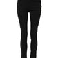 Black Cotton Skinny Mid Waist Denim Jeans