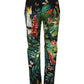 Black Cotton Tropical Mid Waist Pants