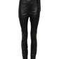Black Leather Elastic Waist Pants