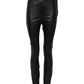 Black Leather Elastic Waist Pants