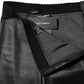 Black Leather Elastic Waist Pants