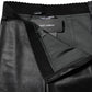 Black Leather Elastic Waist Pants