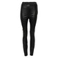 Black Leather Elastic Waist Pants