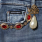 Blue Rhinestone Embellished Denim Jeans