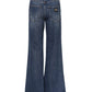 Blue Cotton Wide Leg Tattered Denim Jeans