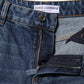 Blue Cotton Wide Leg Tattered Denim Jeans