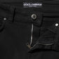 Black Cotton Logo Skinny Mid Waist Denim Jeans
