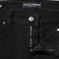 Black Cotton Logo Skinny Mid Waist Denim Jeans