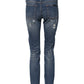 Blue Play Card Embroidery Skinny Denim Jeans