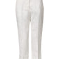 White Cotton Floral Jacquard Pants