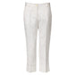 White Cotton Floral Jacquard Pants