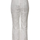 White Cotton Floral Jacquard Pants