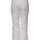 White Cotton Floral Jacquard Pants