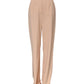 Beige Polyester Mid Waist Tapered Pants