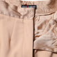 Beige Polyester Mid Waist Tapered Pants